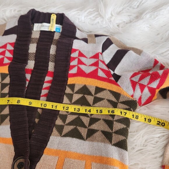 Sparrow Anthropologie Southwestern Geometric Retro Cardigan Sweater M Linen Lamb - Picture 6 of 11
